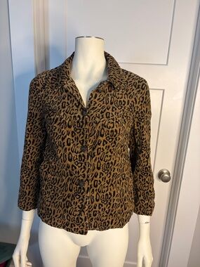 Brown Leopard Print corduroy jacket size medium